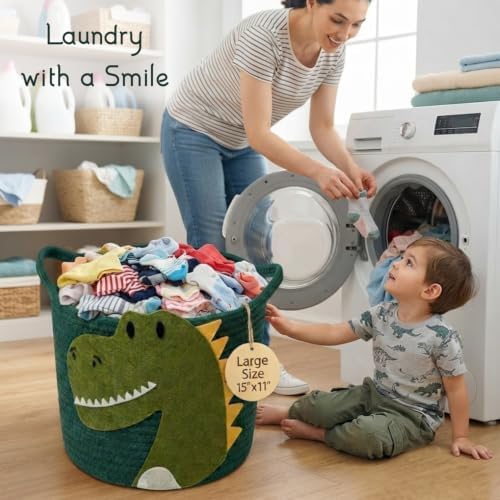 Nursery Storage Basket, Large Woven Cotton Rope Baby Bin - Image 6