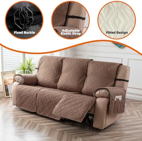 Genina Waterproof Couch Cover for Reclining Couch 3 Seater Non-Slip, Washable - Image 6