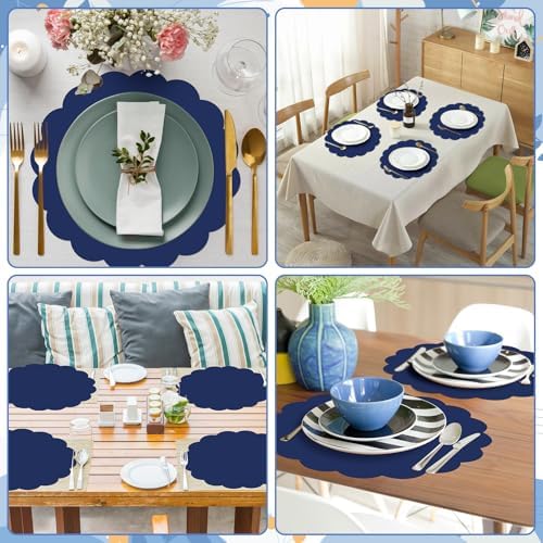 120 Pcs Navy Blue Paper Placemats, 13.5 Inch Disposable Scalloped Place Mat - Image 6