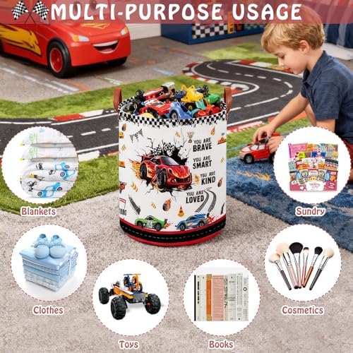 Race Car Room Decor Laundry Basket, Waterproof Car Themed Storage Bins - Image 6