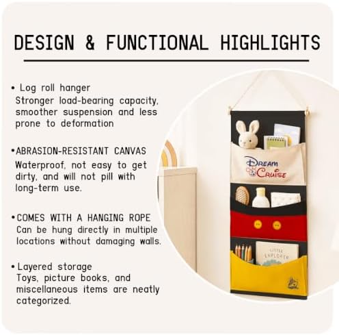 3-Pocket Hanging Wall Organizer, Cute Cruise Ship Design - Image 7