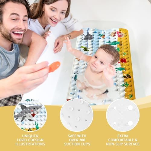 PRATIQUE Kids Bath Mat for Tub Non Slip,40 X 16 Inch Extra Long Kids Bathtub - Image 7