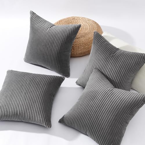 Topfinel Dark Grey Throw Pillow Covers Set of 4, Soft Velvet Modern - Image 6