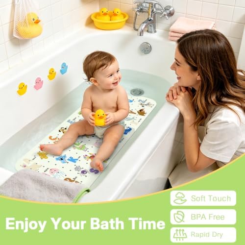 Baby Bath Mat for Tub, Non Slip Kids Bath Shower Mat, 40 X 16 Inch - Image 7