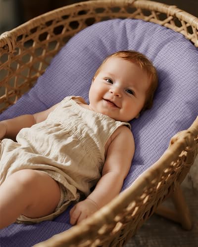 Unnivoll Muslin Bassinet Sheets Boy Girl, 100% Cotton Fitted Bassinet Sheet Set - Image 7