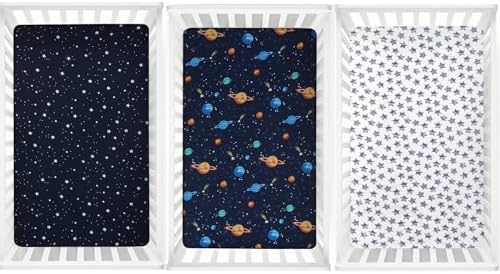 PHF 3 Pack Soft Space Crib Sheets Fitted, Silky Comfy Breathable Baby Sheets - Image 6