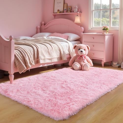 6x9 Pink Shag Rug for Girls Bedroom, Soft Plush Fluffy Carpet - Image 6