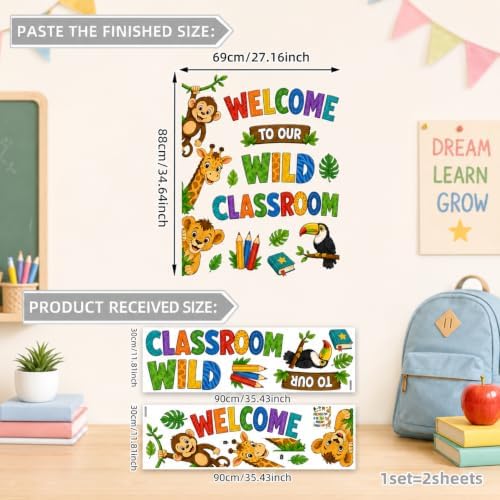 Zoo Animal Wall Stickers PVC Jungle Animal Wall Decals Tiger Elephant Giraffe - Image 7
