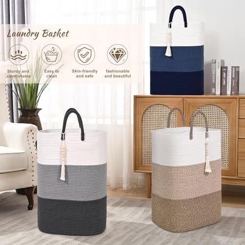 Woven Laundry Basket for Clothes, 65 L Large Rectangle Laundry Hampers - Image 6