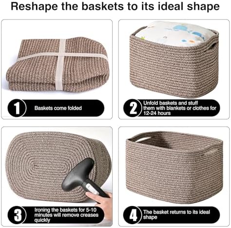 ICERZCZ Storage Baskets for Organizing Shelves, Woven Cotton Rope Bins for Baby - Image 7