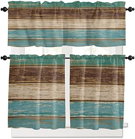 Kitchen Curtains and Valances Set, Rustic Farmhouse Window Treatments Tiers - Image 5