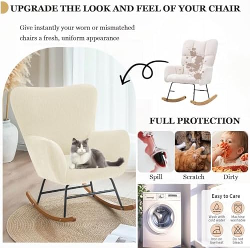 Levoberg Nursery Rocking Chair Cover Stretch Rocker Glider Chairs Cover - Image 7