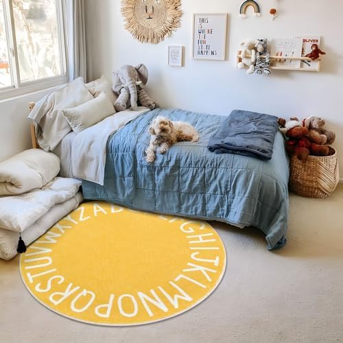 Topotdor Round ABC Area Rug, 63 Inch Soft Floor Carpet - Image 7
