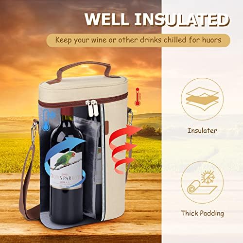 Tirrinia 2 Bottle Insulated Wine Tote Carrier Bag - Image 6