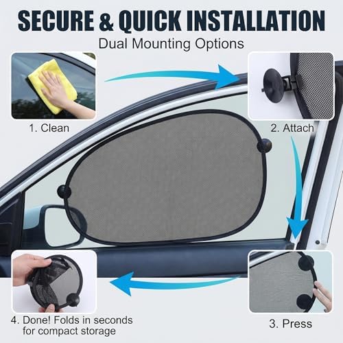 2 PCS Car Window Shades, Heat Shield Protection Sun Shade Blocker, Universal - Image 6