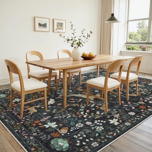 8x10 Area Rugs Boho Floral Washable Living Room Rug Neutral Carpet Bedroom - Image 6