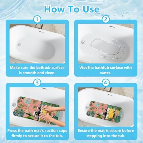 Cute Cat Bath Mat for Tub Non Slip, Machine Washable Cats Tub Mats - Image 7