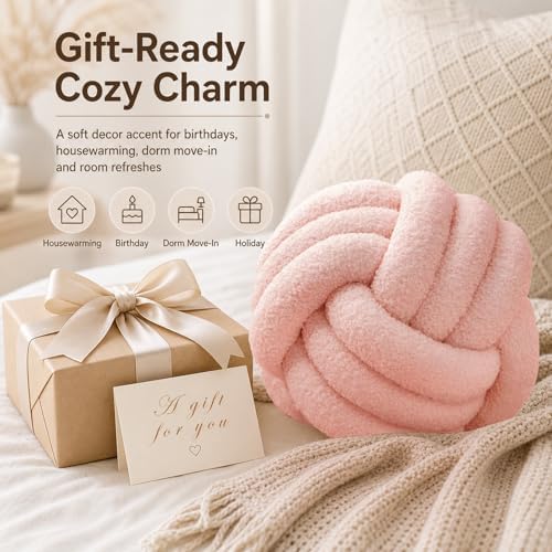 Petrella Pink Knot Pillow Ball, 11 Inch Decorative Pillow - Image 6