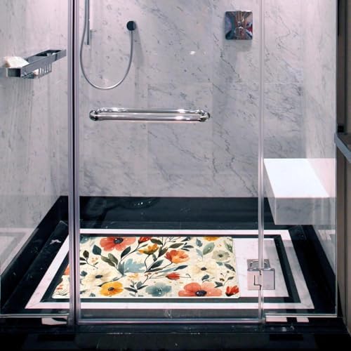 Bathtub Mat Non Slip 26.8x15.1In, Florals Design Bath Mat - Image 6