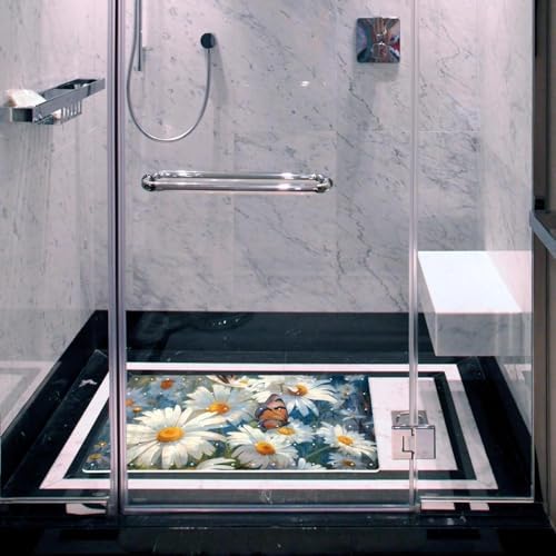 Shower Mat Non Slip, Daisies Butterflies Anti Slip Bath Mat - Image 6