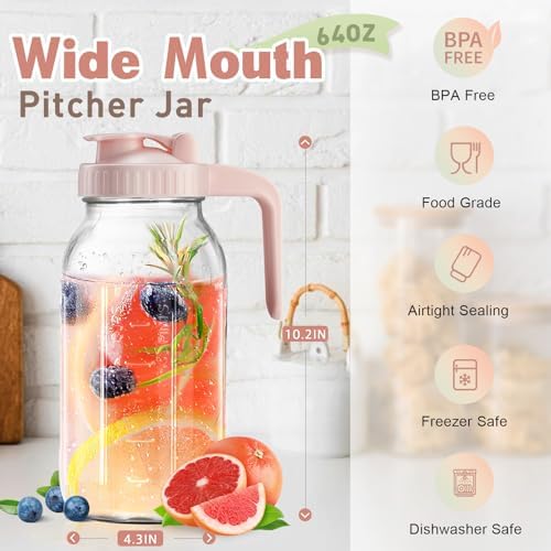 Mason Jar with Pour Spout Lid V-shaped, 2 Quart Iced Tea Pitcher Double Leak - Image 5