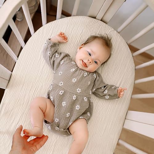 lulumoon Baby Muslin Bassinet Sheets: Cotton Bassinet Sheets Neutral - Image 6