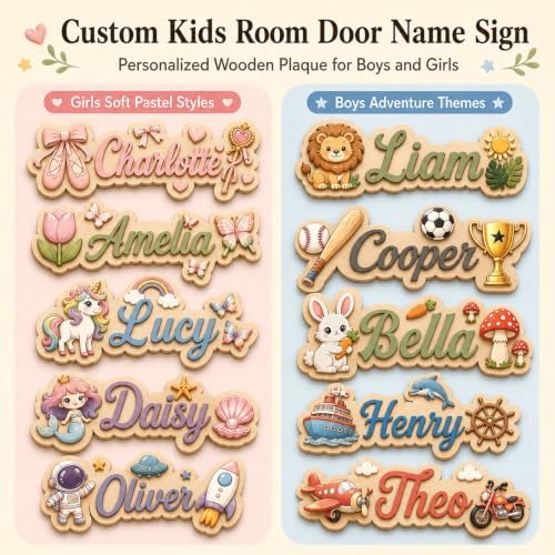 Custom Name Sign for Nursery &Wall Personalized Wooden Kids Room Door Sign - Image 7