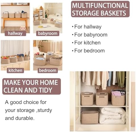 OIAHOMY 4 Pack Storage Baskets for Organizing 24L Cube Storage Bins Brown - Image 6