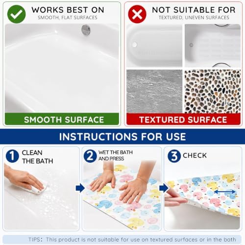 Kids Bathtub Mat Non Slip, 40 x 16 Inch Tub Mat - Image 7