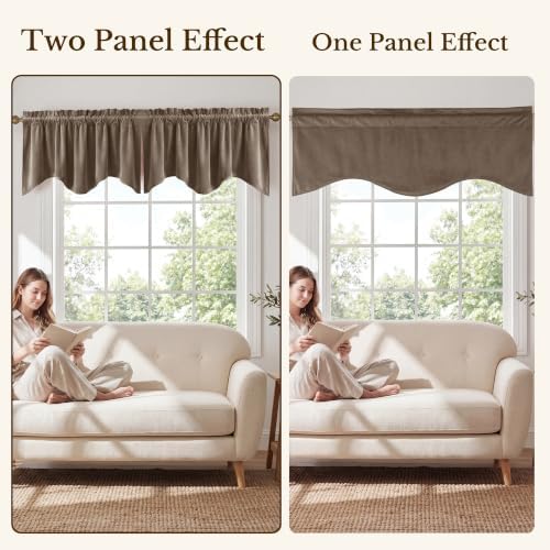 StangH Taupe Scalloped Valance for Windows 52x18 Inch, 1 Panel - Image 7