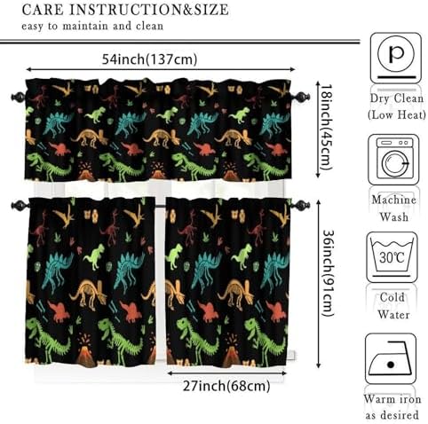 Dinosaur Valance Curtain for Boys Kids Nursery Playroom Room Decor Cartoon Dino - Image 5