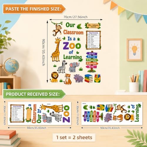 Zoo Animal Wall Stickers PVC Jungle Animal Wall Decals Tiger Elephant Giraffe - Image 7
