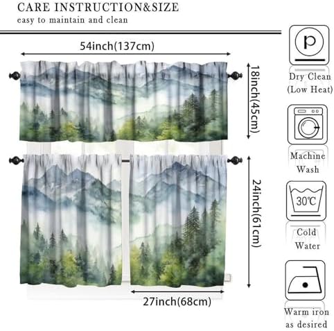 Forest Valance Curtain for Kitchen, Window Treatment Watercolor Style Nature - Image 5