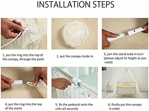 Baby Bed Canopy with Adjustable Clip-on Stand Baby Crib Cot Net Tent Hanging - Image 7