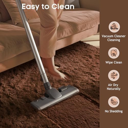 Ophanie 8x10 Brown Area Rugs for Living Room, Large Shag Bedroom Carpet - Image 6
