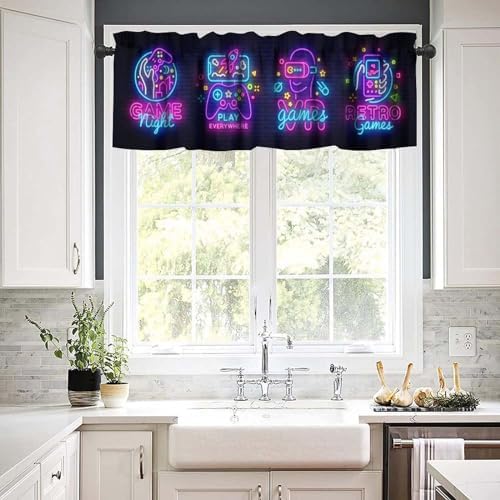 Video Game Valance Curtains for Kids Teens, Game Controller Purple Gamepad Neon - Image 6