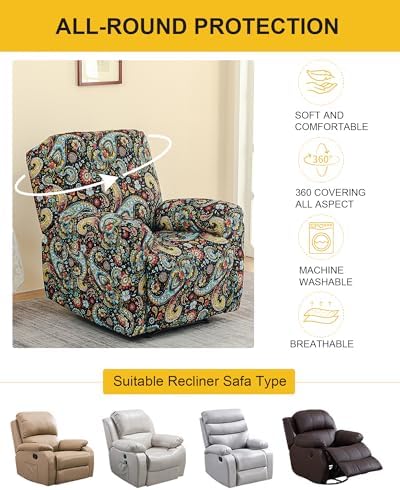 NILUOH Stretch Recliner Covers 4 Piece, Non-Slip Lazy Boy Chair Covers - Image 6