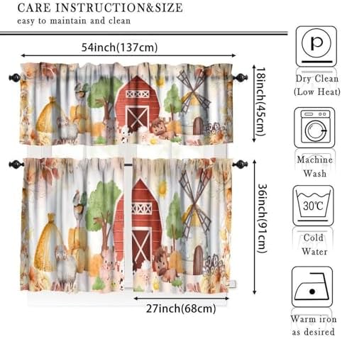 Kids Farm Animals Window Valance, Cartoon Rustic Farm Animal Funny Farmhouse - Image 5