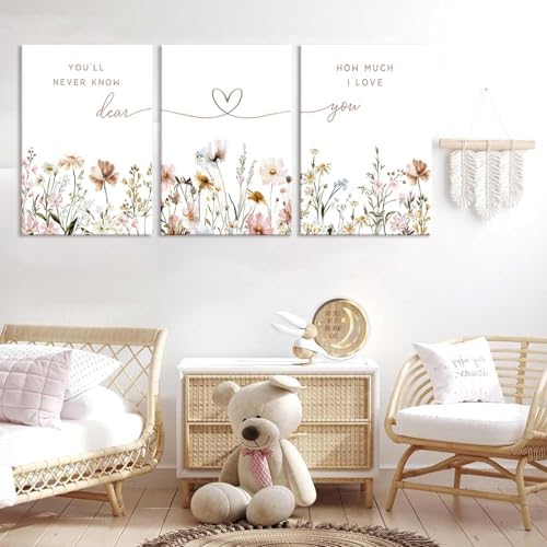 3Pcs Wildflower Nursery Canvas Wall Art Flower Botanical Sentence Poster - Image 7