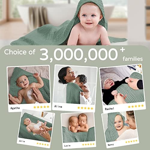 Yoofoss Hooded Baby Bath Towels 2 Pack 100% Muslin Organic Cotton - Image 6