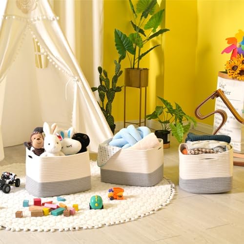 ICERZCZ Storage Baskets for Organizing Shelves, Woven Cotton Rope Bins for Baby - Image 6