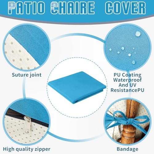 Tudomro 2 Pcs Outdoor High Back Chair Cushion Covers Waterproof Patio - Image 6