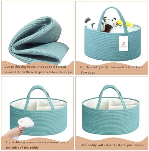 luxury little Diaper Caddy Organizer, Large Cotton Rope Nursery Baby Basket - Image 7