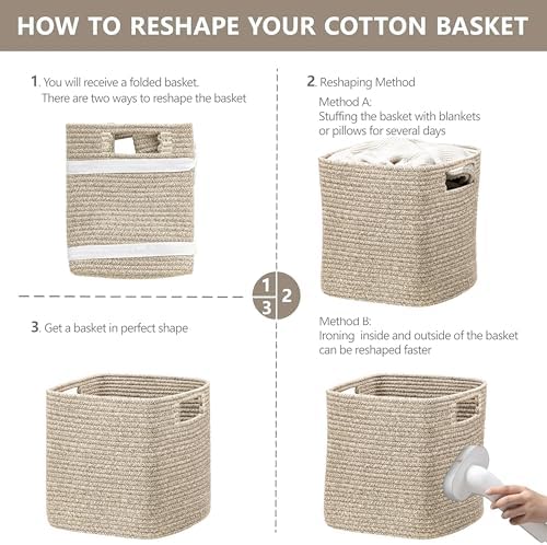 UBBCARE Set of 4 Storage Basket-12 X 12 X 12 in, Cotton Rope Basket - Image 7