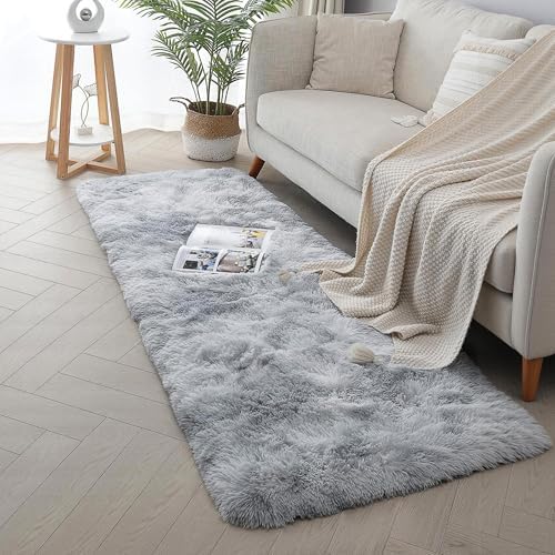 Light Grey Fluffy Shag Rug 2x6 - Image 6