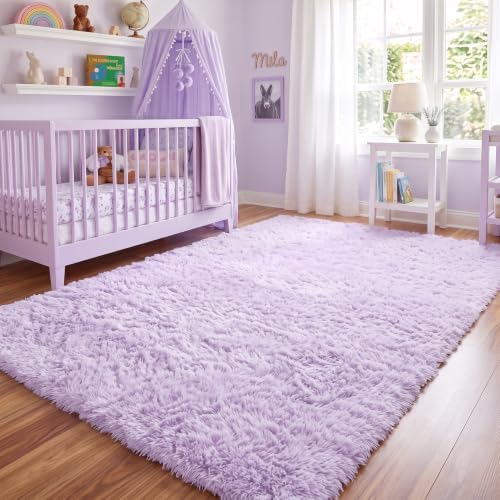 Amdrebio Light Purple Lavender Fluffy Rug 5x7 - Image 6