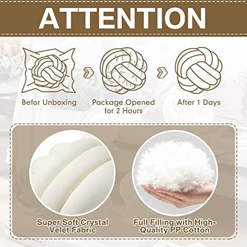 Namalu 10.6 Inches 2 Pcs Knot Pillow Decorative Throw Pillow, Cream White - Image 6
