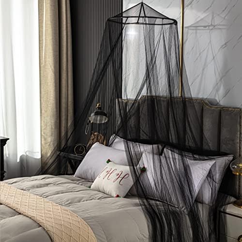 Mosquito Net Bed Canopy for Girls Black Bed Curtains Tent Twin Queen Size - Image 7