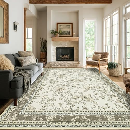 Light Tan Cream Khaki Rugs Washable Modern Soft Large Living Room Rug 9x12 - Image 7