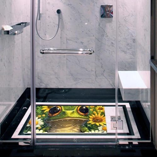 Bathtub Mat Non Slip 26.8x15.1 Inch, Frog Flowers Shower Mat - Image 6